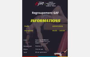 Regroupement GAF - INSCRIPTION EN COURS - Niveau Fédéral A