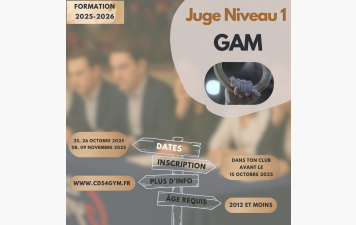 Ouverture des Inscriptions au Juge Niveau 1 GAM
