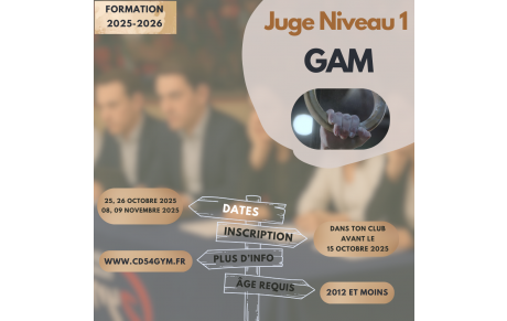 Ouverture des Inscriptions au Juge Niveau 1 GAM